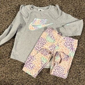 Nike Heather Gray Sweatshirt and Pastel Leopard Leggings